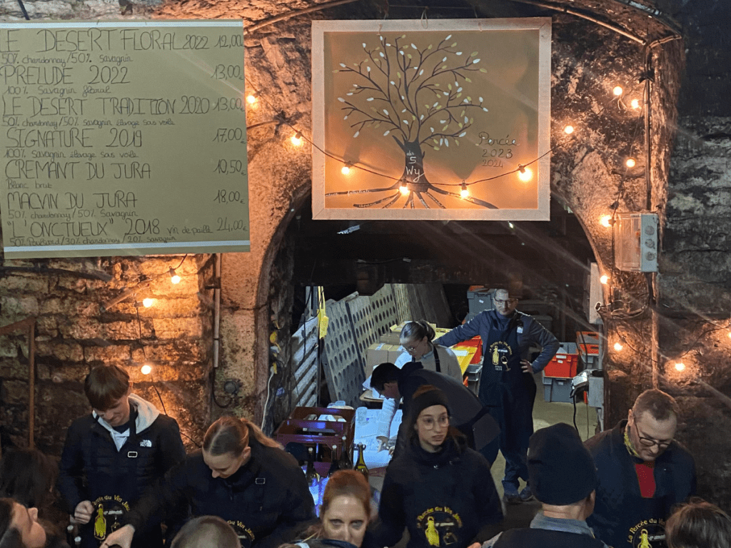 Tasting at a Jura Wine Cave Arbois La Percée du Vin Jaune